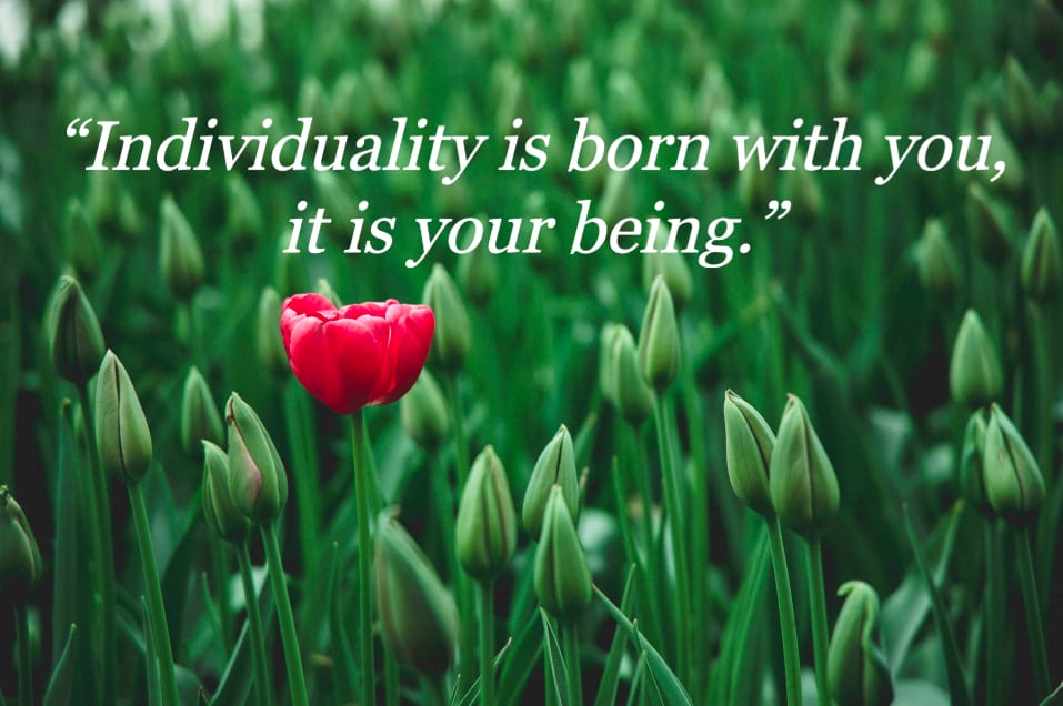 "Individuality is born with you, it is your being" quote by Osho