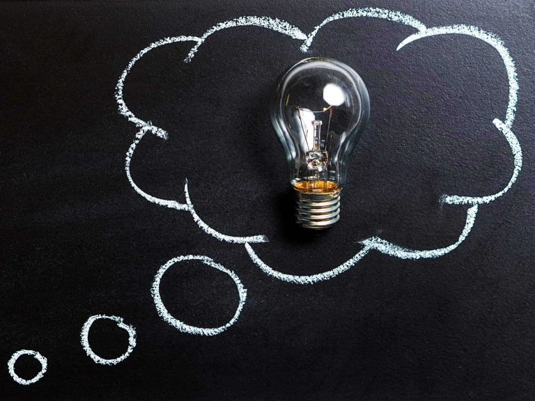 light bulb in a thought bubble